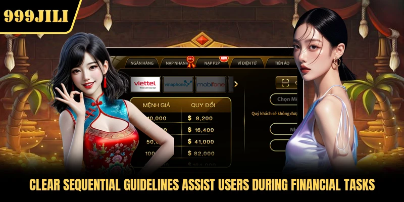 Clear sequential guidelines assist users during financial tasks